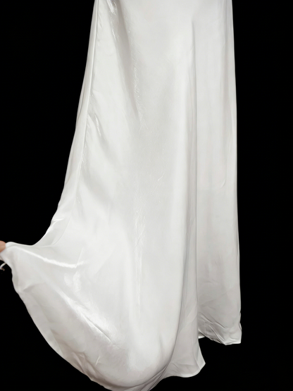 Vintage Fashion Night Aesthetic Mermaid Spaghetti Straps 80s 70s 90s White College Formal Outfit Long Prom Graduation Dresses N1148