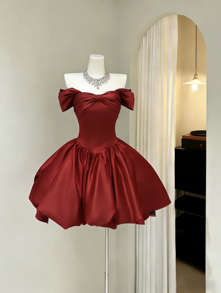 Unique Hoco Photo Ideas Ball Gown Off The Shoulder Red Senior Year Short Homecoming Dresses Inspo Cocktail Hoco Outfits RB8911
