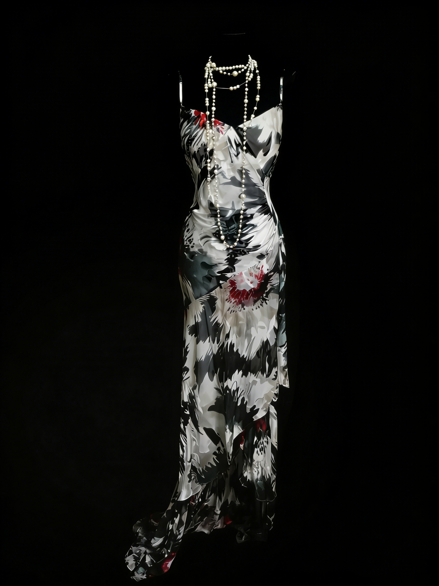 Robes de bal vintage esthétique Années 60 Rétro Noir Floral Sirène Longue Robe de soirée N2135