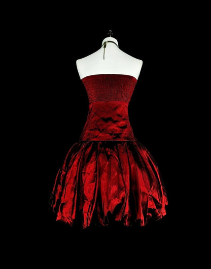 Mini Robe de Bal Courte en Satin Bourgogne Cœur Princesse Fourreau Robes de Hoco N3066