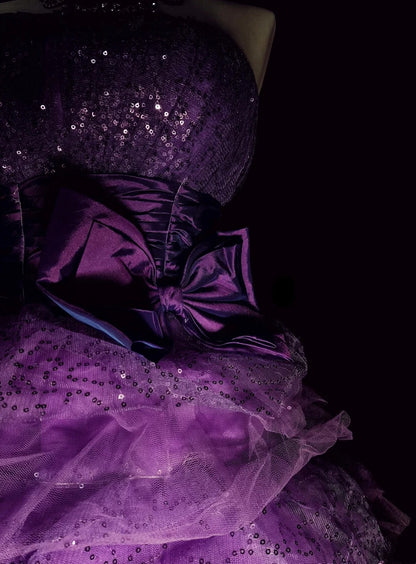 Robe de bal bustier unique en tulle violet, inspiration années 2000, robes de bal courtes, inspiration robes de soirée N1363