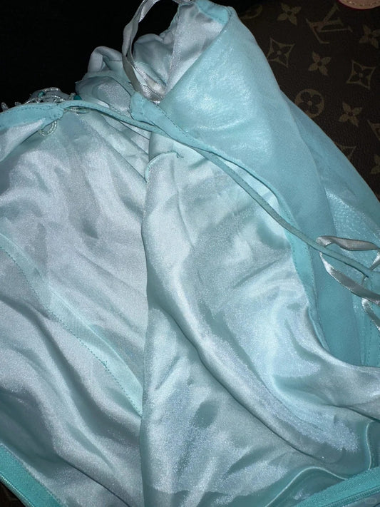 Elegant Mermaid Spaghetti Strap Blue Chiffon With Beading Long Prom Dresses Formal Outfits Evening Night Dress RB8265