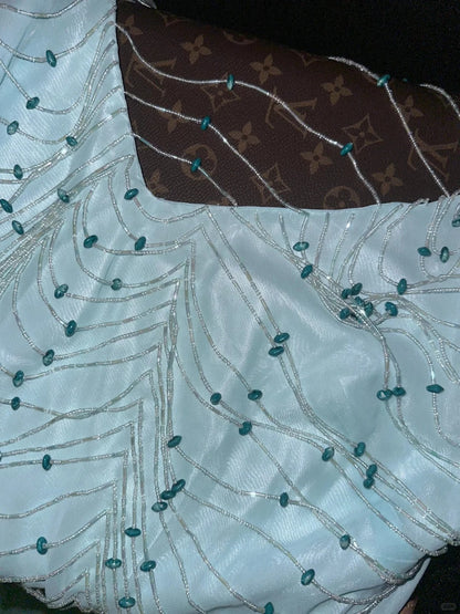 Elegant Mermaid Spaghetti Strap Blue Chiffon With Beading Long Prom Dresses Formal Outfits Evening Night Dress RB8265