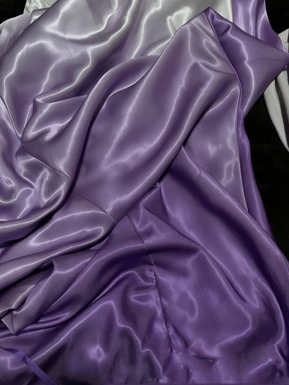 Modest Mermaid V Neck Grape White Ombre Slit College Formal Outfit Long Prom Graduation Dresses For Teens N1186