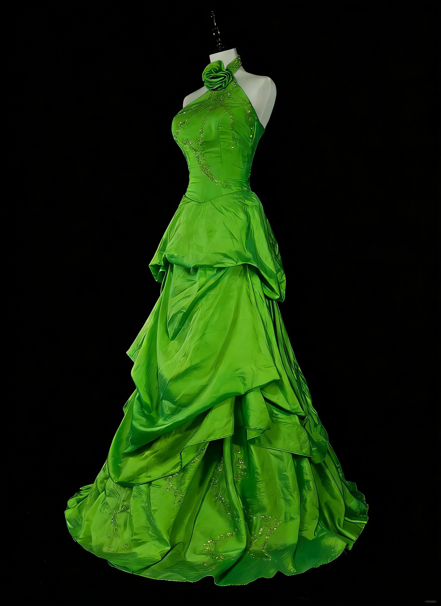 Vintage Prom Dresses Aesthetic 1950s Retro Mermaid Halter Green Long Party Dress N2020