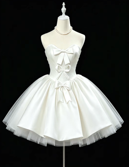 Unique Ball Gown Sweetheart White Tulle University Ideas Homecoming Dresses Inspo Short Hoco Court Gowns RB7181