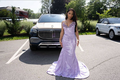 Funkelndes, langes Pailletten-Meerjungfrauenkleid in Lila mit Herzausschnitt – Inspiration für Abendkleider für Damen, formelles Party- und Ballkleid AB1258