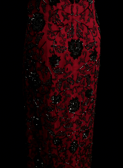 Robe de bal d'été rouge sans manches à bretelles spaghetti et paillettes pour femmes et adolescentes N2239