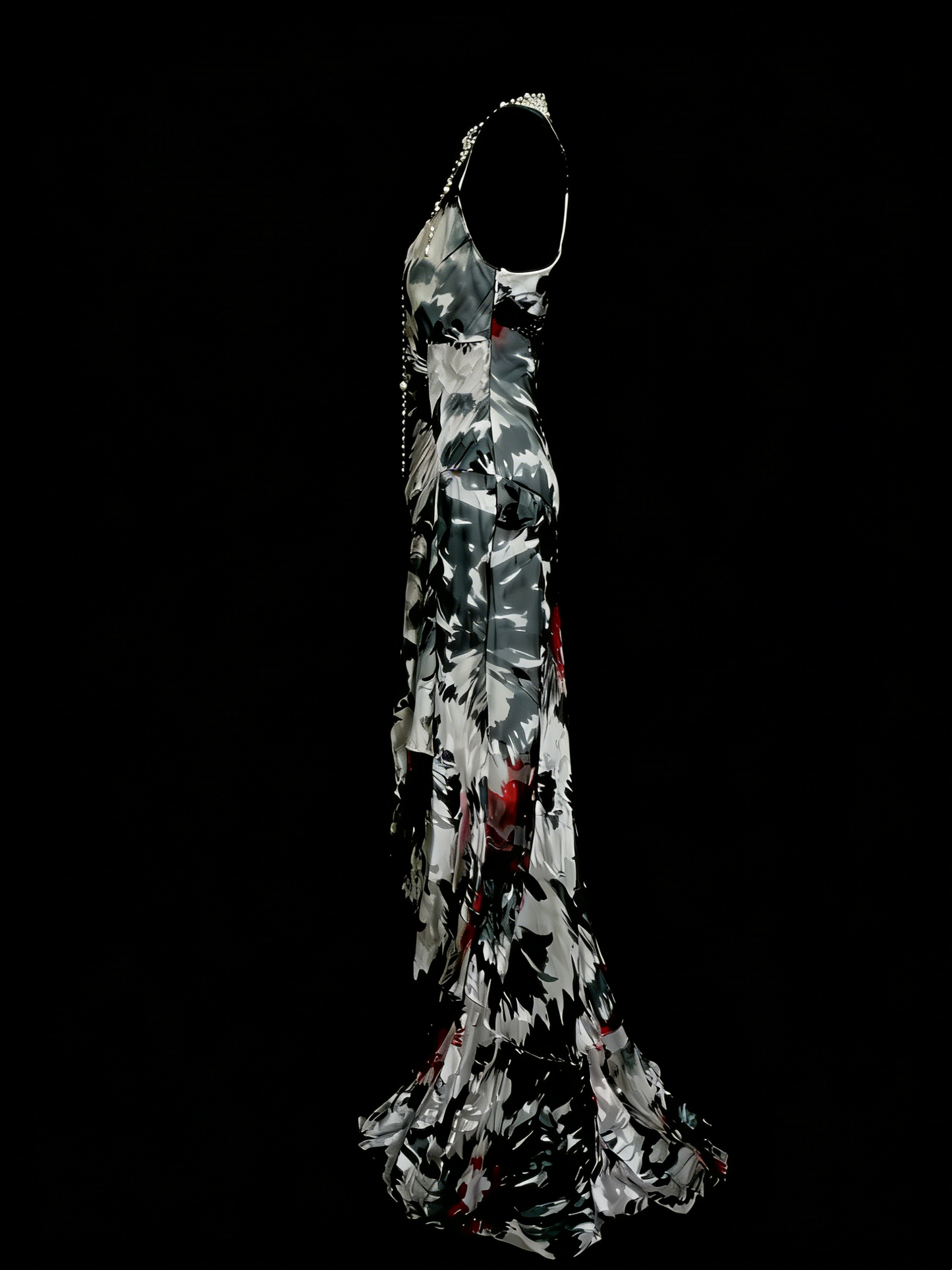 Robes de bal vintage esthétique Années 60 Rétro Noir Floral Sirène Longue Robe de soirée N2135