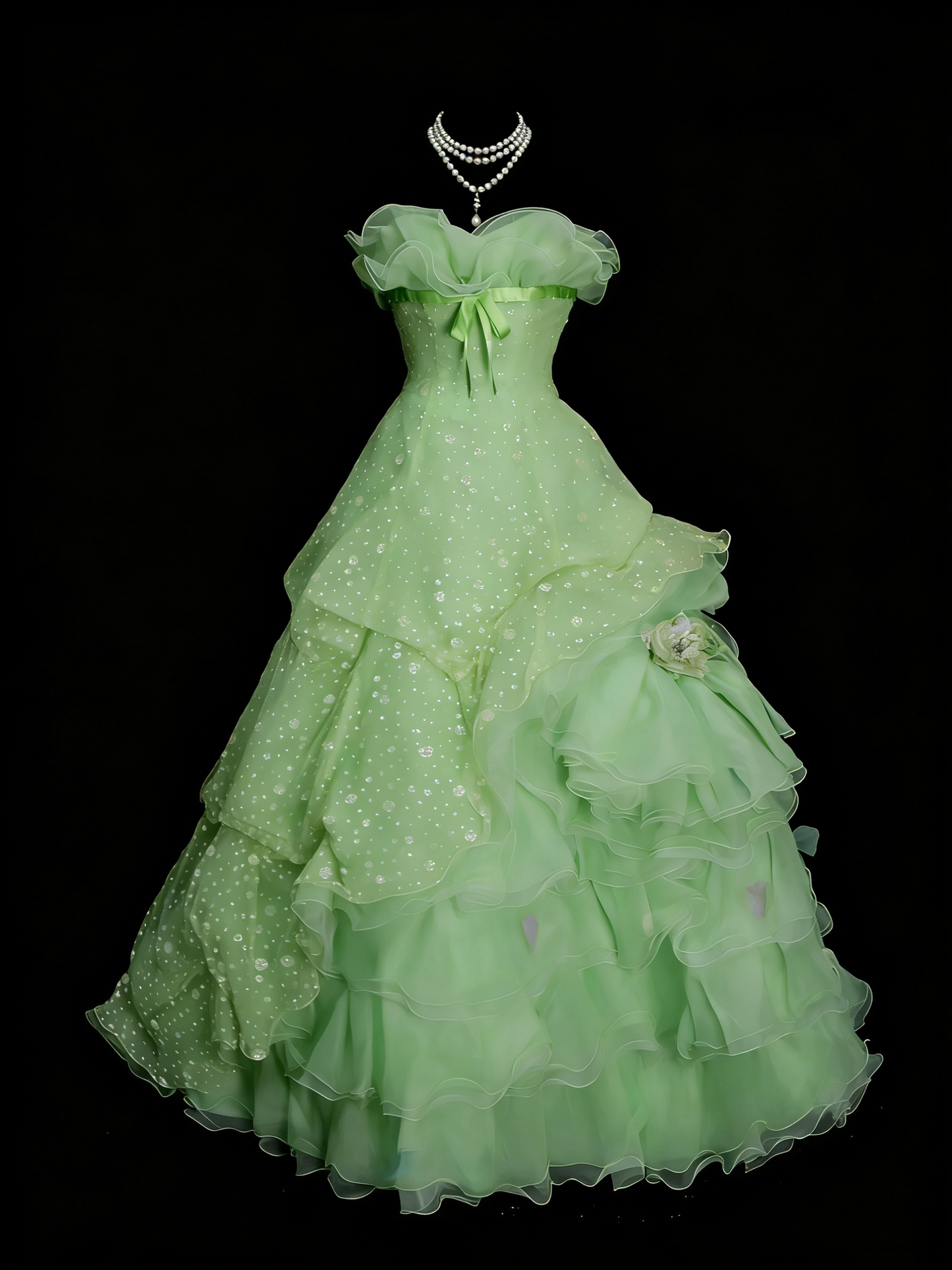Robe de bal modeste en organza vert, décolleté cœur, style années 80, robe longue inspirée des robes de soirée vintage pour les 16 ans (N1311)