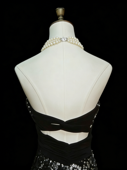 Elegantes, trägerloses, langes Paillettenkleid in A-Linie für den Abschlussball, High School-Abendkleid N1245