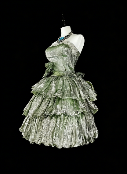 Einzigartiges Ballkleid, trägerlos, grün, kurz, Heimkehrkleid, Hoco Cocktailkleid N3074