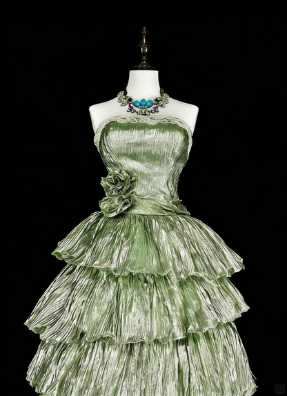 Einzigartiges Ballkleid, trägerlos, grün, kurz, Heimkehrkleid, Hoco Cocktailkleid N3074