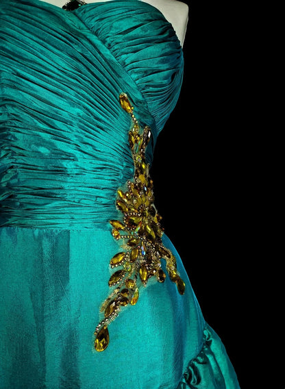 Jolie Robe Courte de Bal Vert Satiné à Une Épaule, Robe de Soirée Hoco N2717