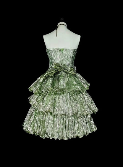 Einzigartiges Ballkleid, trägerlos, grün, kurz, Heimkehrkleid, Hoco Cocktailkleid N3074