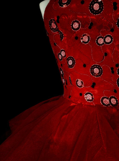 Robe de bal unique sans bretelles en tulle rouge, inspiration années 2000, robes de bal courtes, inspiration robes de soirée N1747