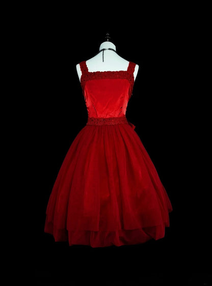 Robe de bal unique à fines bretelles en tulle rouge, inspiration années 2000, robes de bal courtes, inspiration robes de soirée N1748