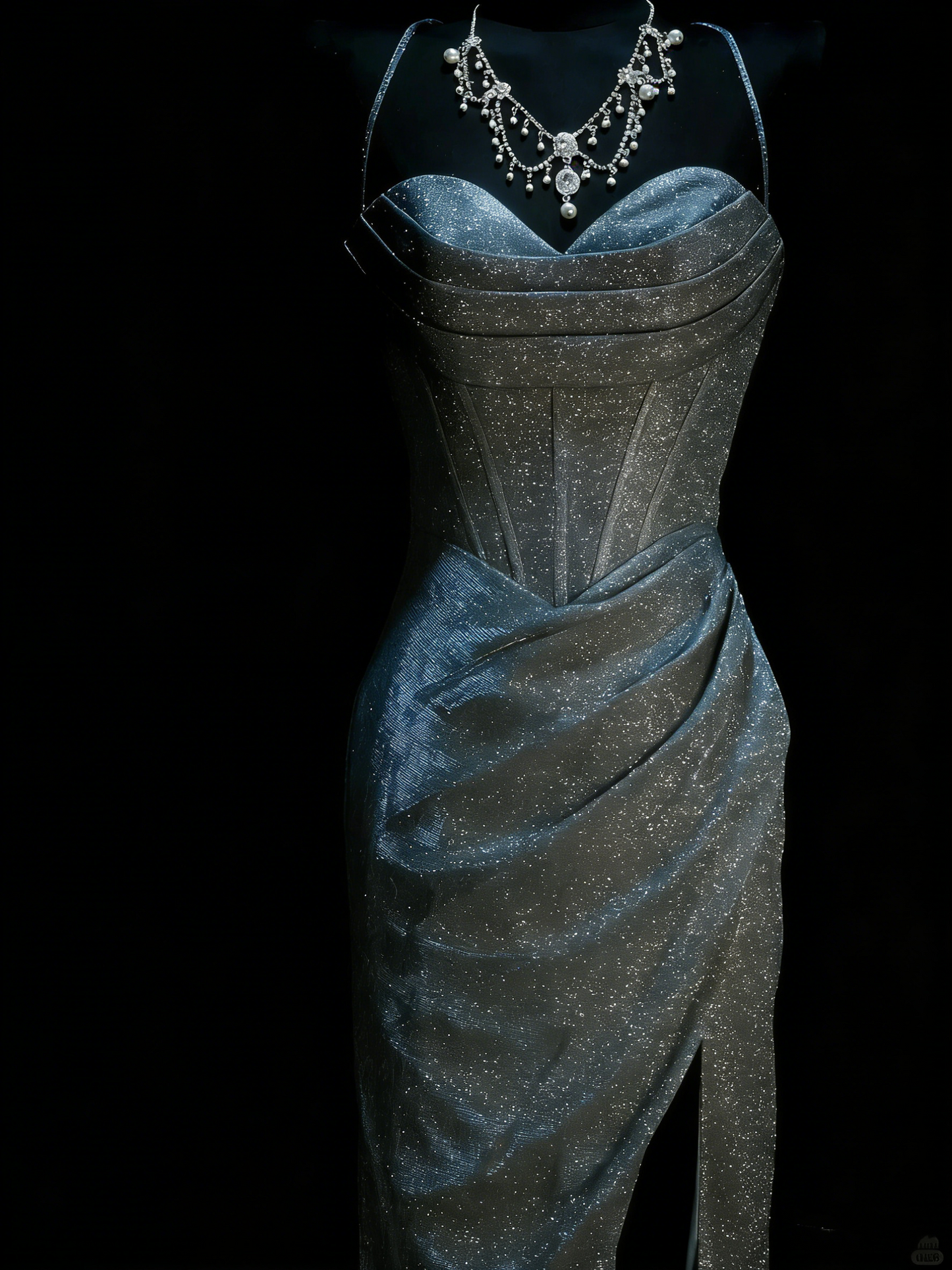 Elegantes, marineblaues Pailletten-Abendkleid mit Spaghettiträgern im Meerjungfrauenstil – perfekt für Partys, Abschlussbälle und Hochzeiten (Modell N926)