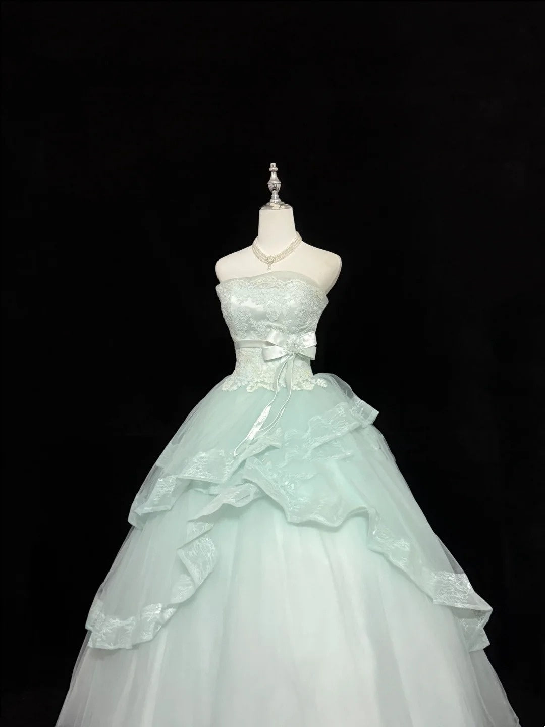 Sweet 16 Dresses Long Ball Gown Sweet Sixteen Long Birthday Dress Lace Strapless Mint Green Formal Gown RC0348