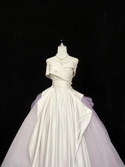 Sweet 16 Dresses Long Ball Gown Off Shoulder With Sleeves Lilac Tulle Sweet Sixteen Birthday Gown RC0363
