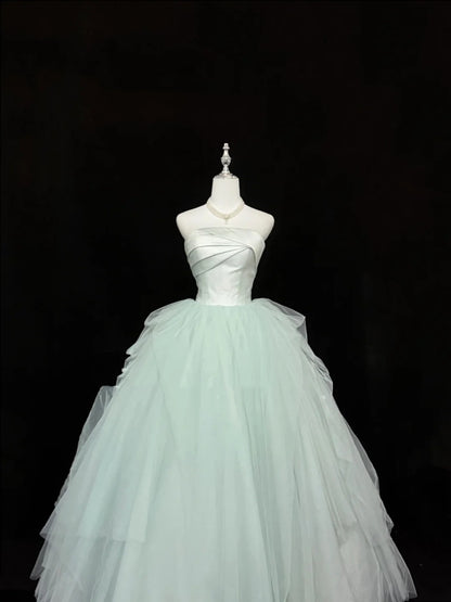 Sweet 15 Quinceanera Dress Ball Gown Strapless Mint Green Long 15th Birthday Gown RC0355