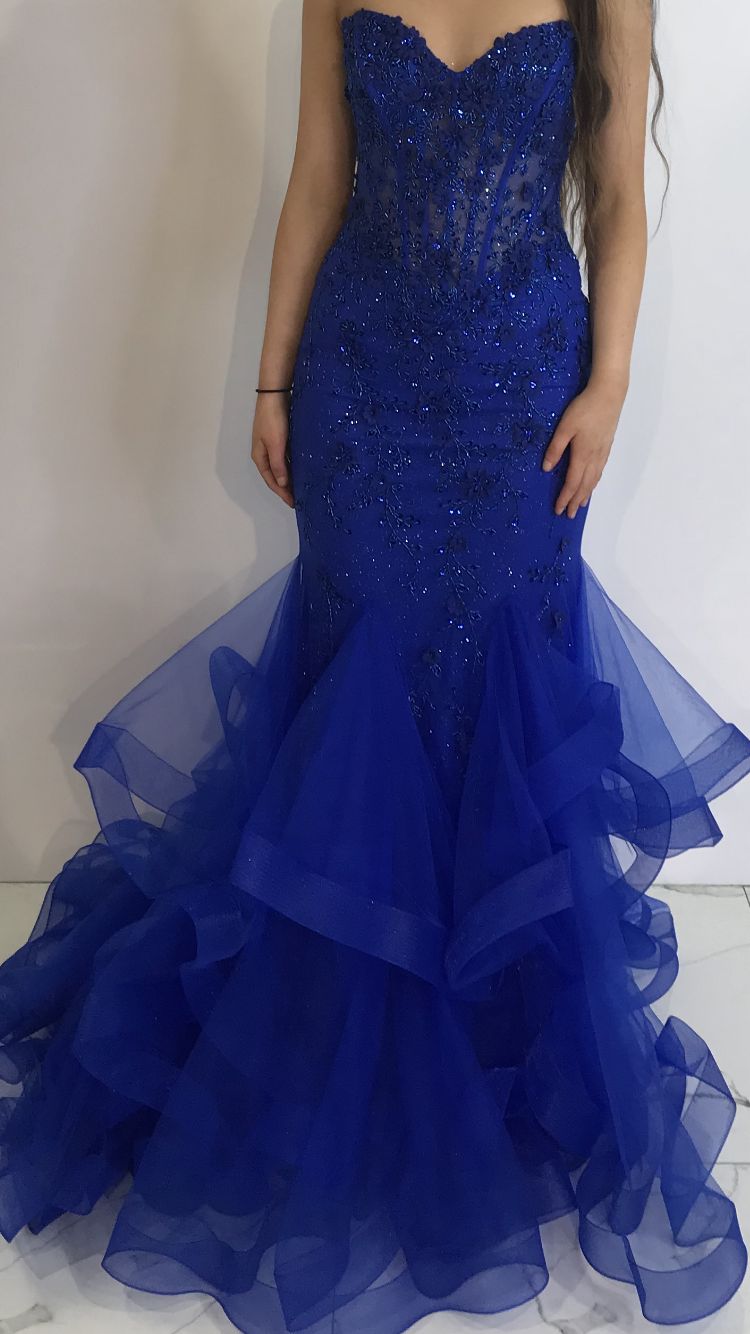 Funkelndes, gestuftes Meerjungfrauen-Abendkleid mit Herzausschnitt, Partykleid, besonderes formelles Kleid AB1675