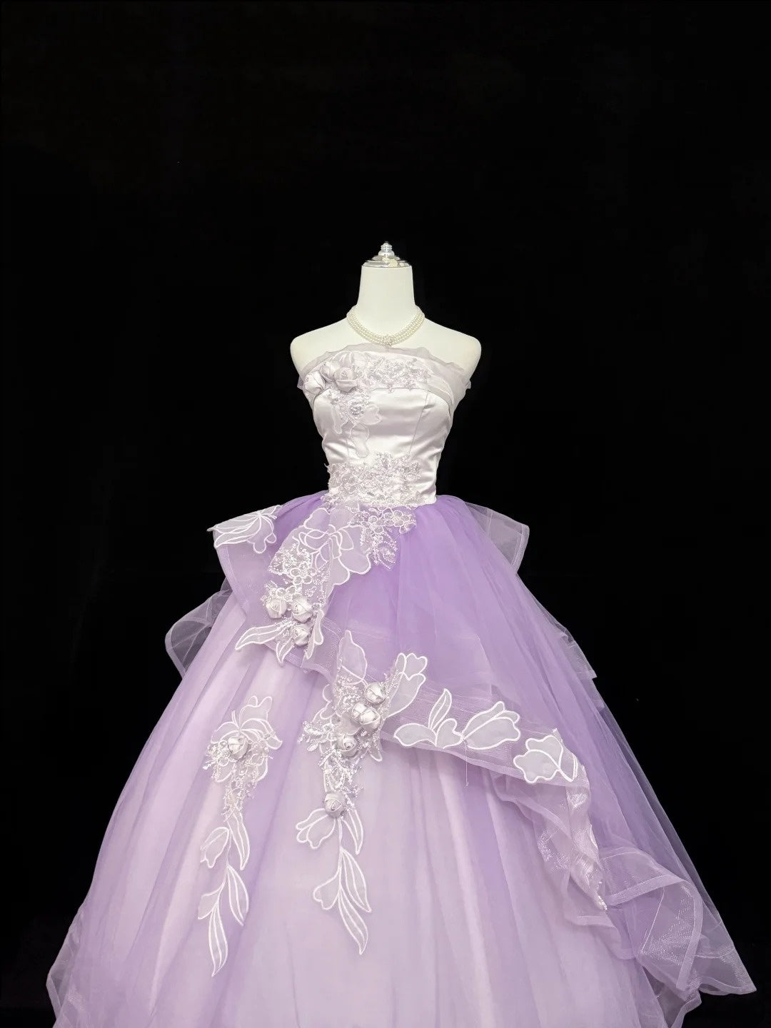 Sweet 16 Dresses Long Ball Gown Sweet Sixteen Long Birthday Dress Strapless Lilac Tulle Formal Gown RC0309