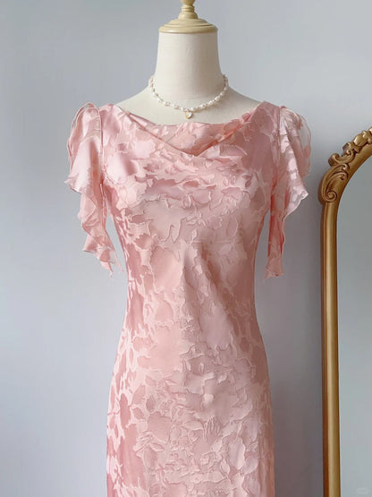 Vintage Prom Dresses Mermaid Pink Lace 80s Sleeveless Long Evening Formal Dress RB3245