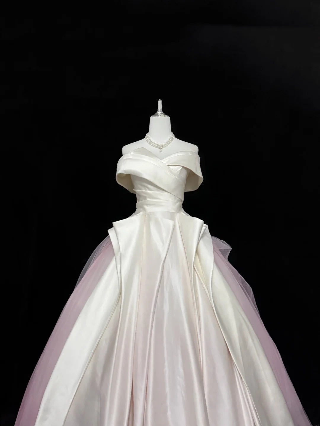 Langes schulterfreies Ballkleid für den 16. Geburtstag mit Ärmeln aus rosa Tüll, RC0339