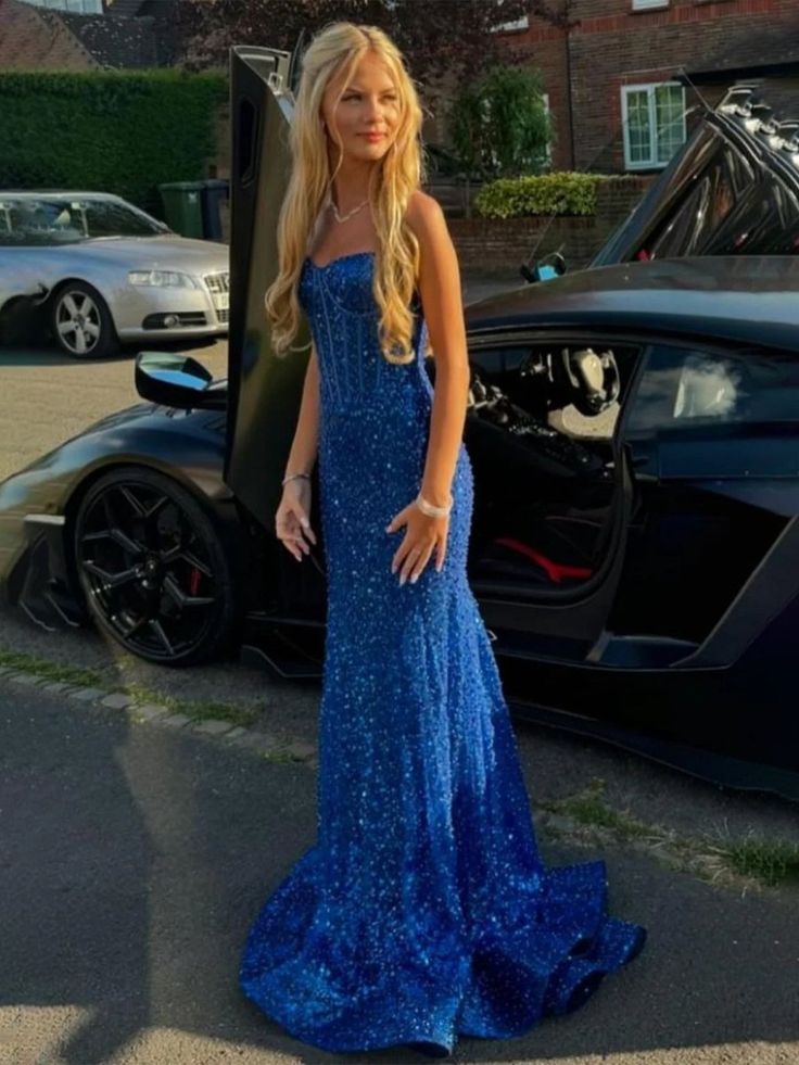 Shiny Blush Pink Sequins Mermaid Spaghetti Straps Long Beaded Prom Dress Party Gowns RB1672