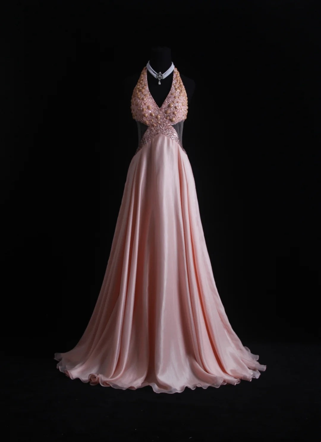 Vintage Prom Dresses Aesthetic 80s Retro A line V Neck Pink Chiffon Floor Length Formal Outfits N2331