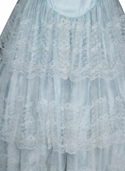 Robe de bal unique asymétrique en tulle bleu ciel clair, inspirée des robes de bal des années 2000, N1441