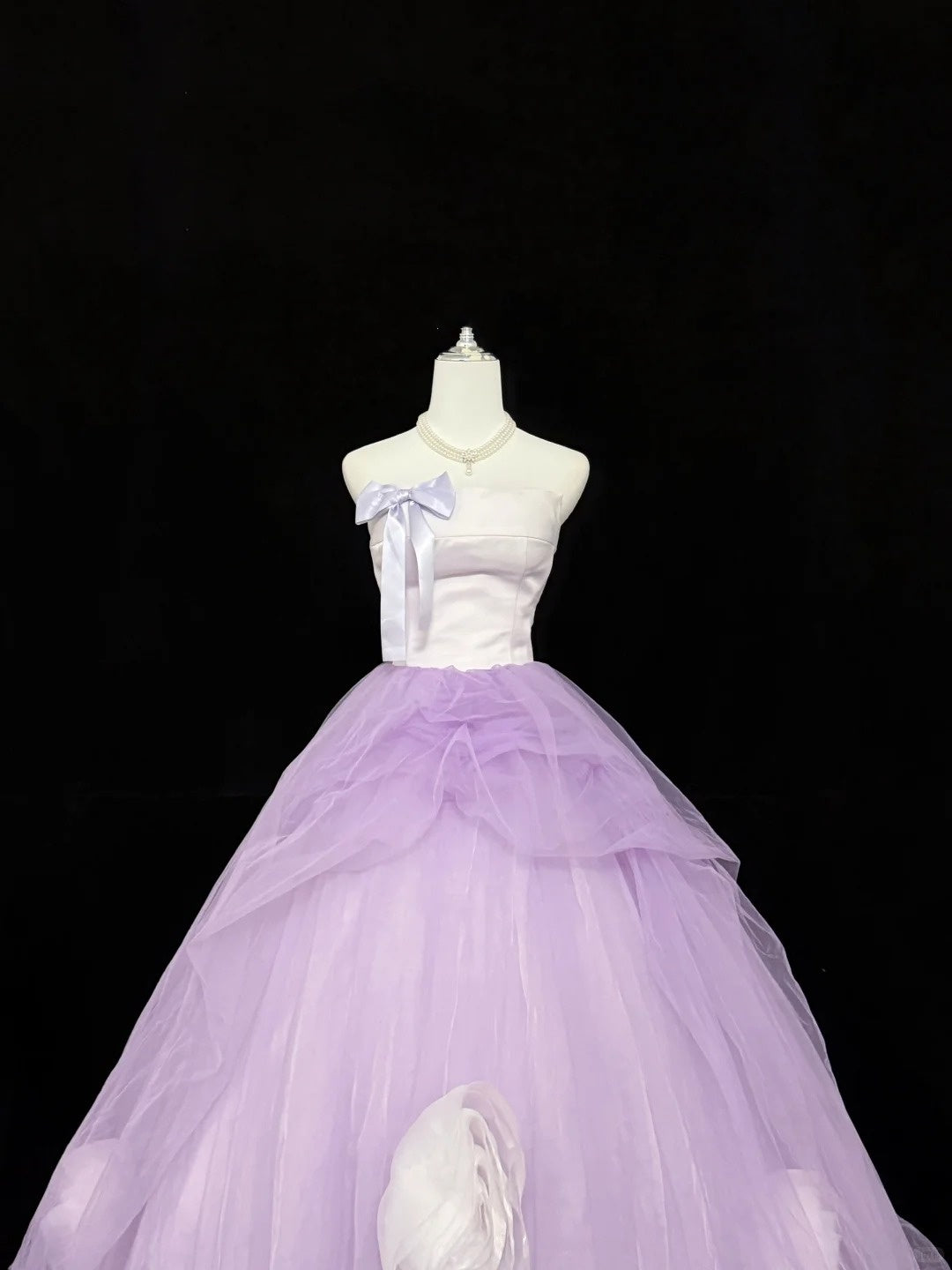 Sweet 15 Quinceanera Dress Ball Gown Strapless Lilac With Flowers Tulle 15th Birthday Gown RC0270