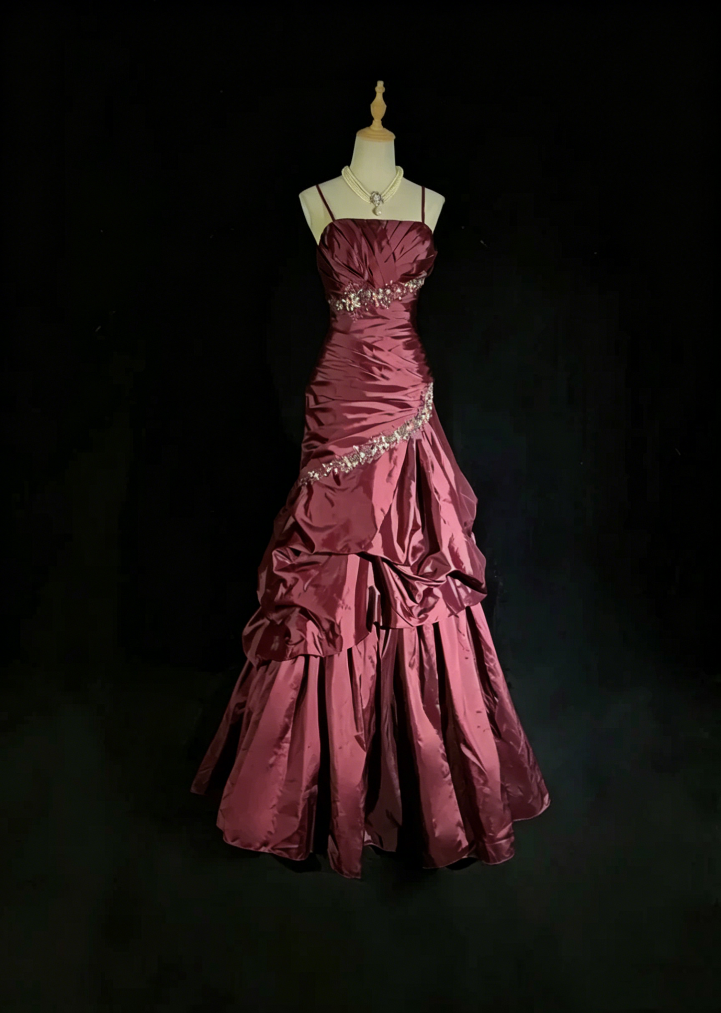 Robes de bal vintage Robe de soirée à fines bretelles bleu sarcelle sans manches en taffetas Robe de soirée longue des années 90 N2893