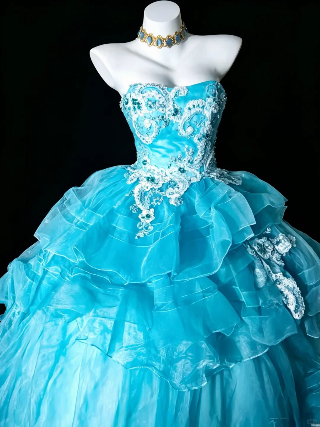 Süßes Ballkleid Sweetheart Blau Tüll mit Applikationen Quince Kleid Lang Sweet 15 16 Quinceanera Kleider Vestido de princesa RB4474