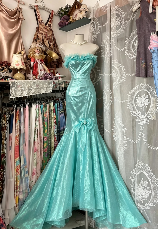 Meerjungfrau-Ballkleid aus Tüll, dezent, trägerlos, bodenlang, formelles Partykleid RB9793