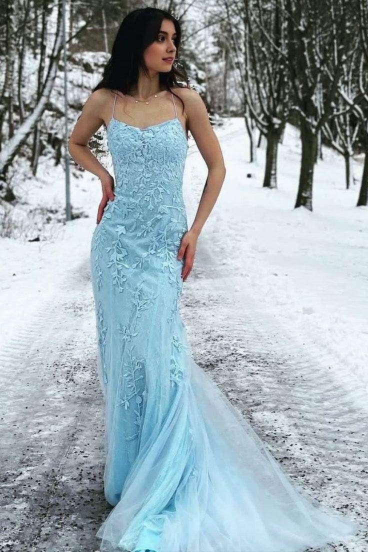 Elegantes, bodenlanges, rückenfreies Etuikleid aus Tüll mit Säulenform – ideal für Abschlussball und Party – online erhältlich AB1689