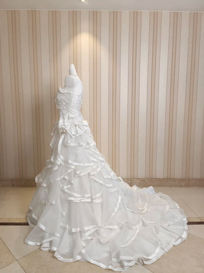 Chic Wedding Dresses Mermaid Strapless Neck Garden Vintage Wedding Dress N4486