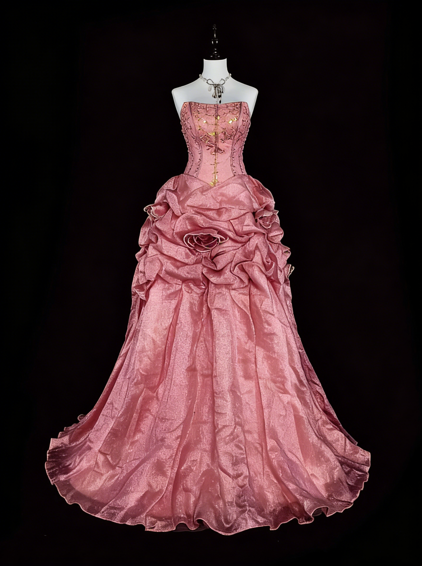 Robe de bal d'époque pour le bal des finissants, esthétique rétro des années 50, robe de soirée longue rose sans bretelles N2021