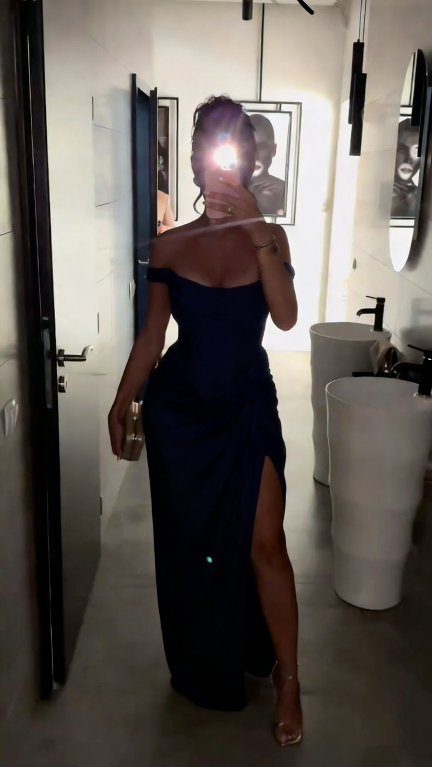 Robe de bal longue sirène sexy à épaules dénudées, sequins dorés fendus et perles, robe de soirée formelle N364