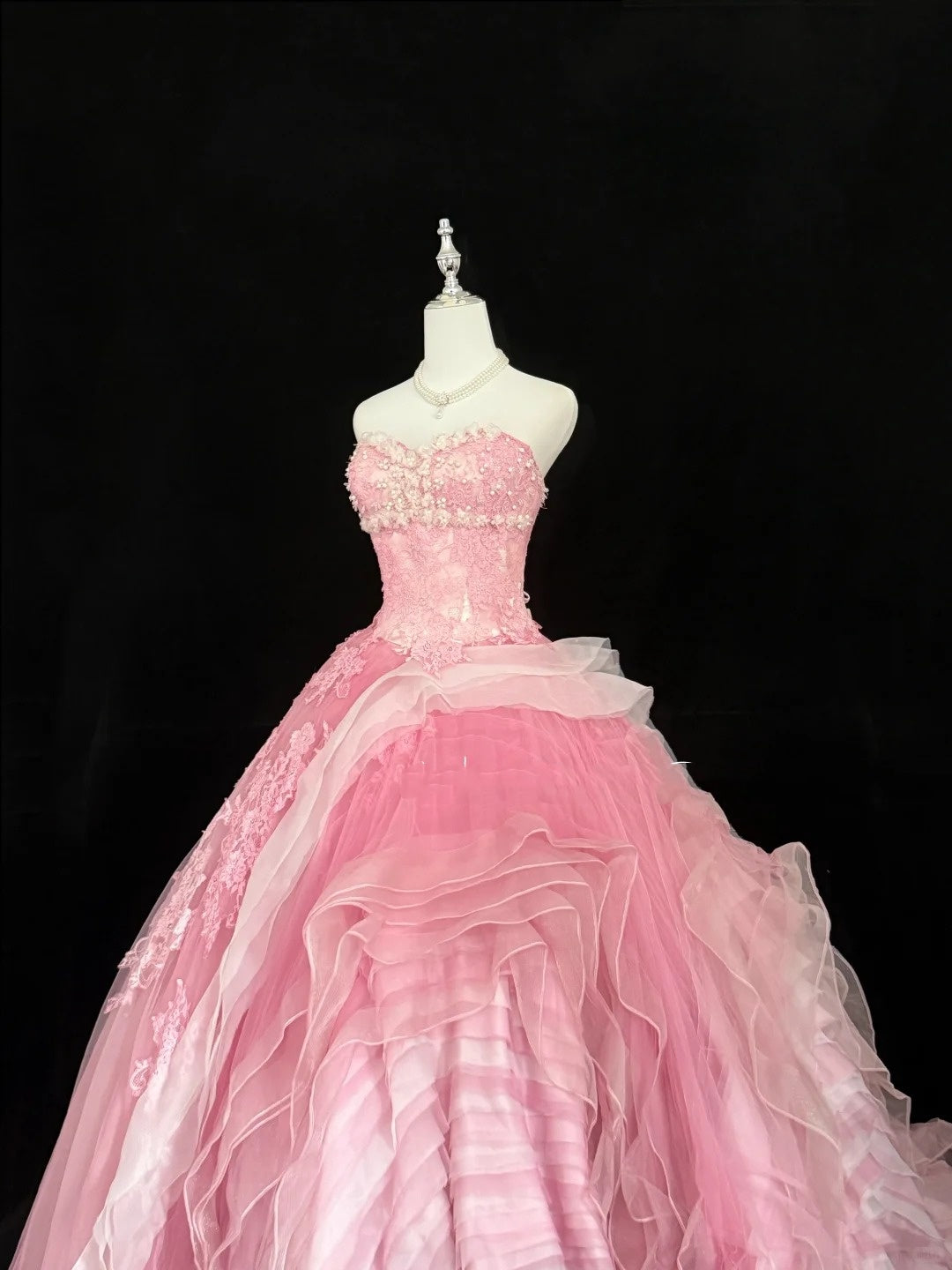 Sweet 15 Quinceanera Dress Ball Gown Sweetheart Pink With Lace Appliques Tulle 15th Birthday Gown RC0254