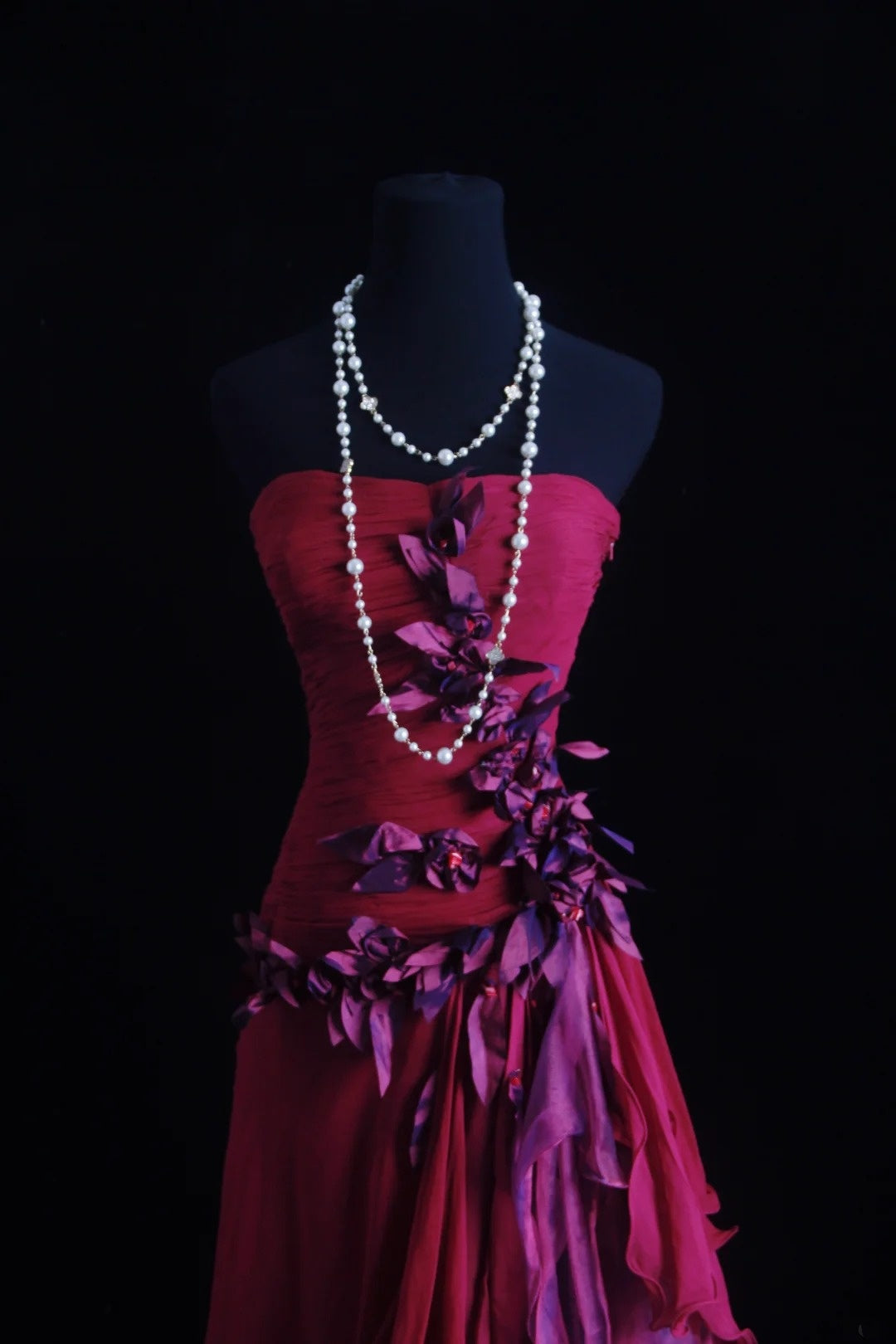 Wunderschöne Abiballkleider A-Linie Trägerlos Hot Pink Chiffon Lange Abendkleider N3436