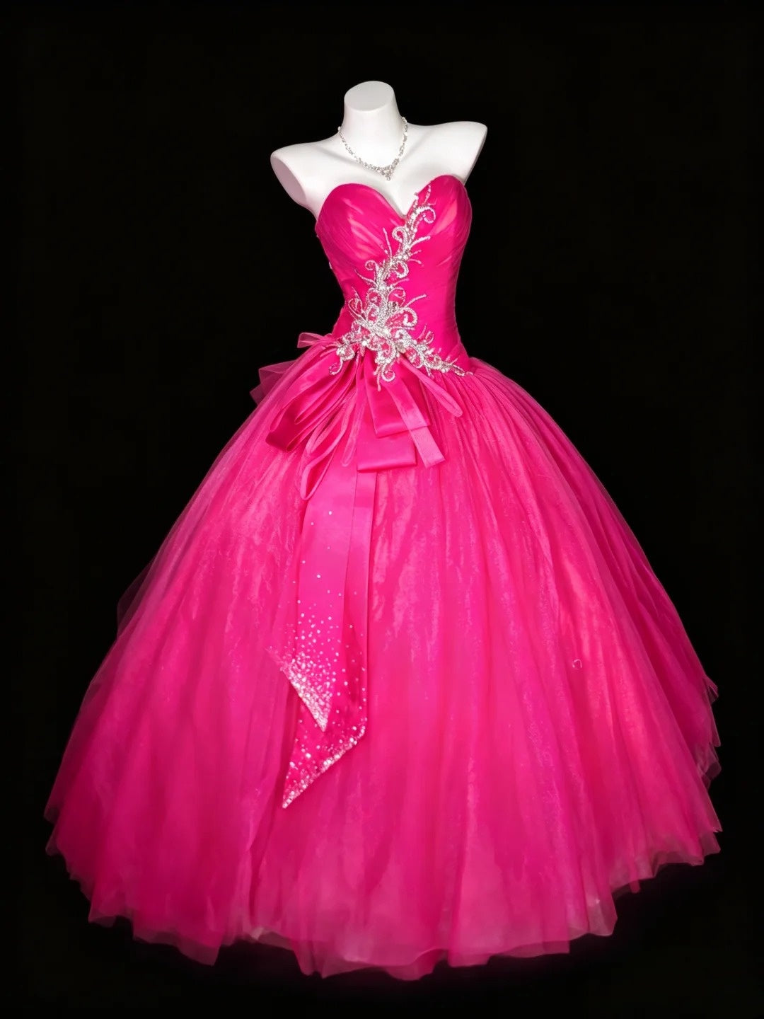 Süßes Ballkleid Sweetheart Hot Pink Tüll Quinceanera Kleid Lang Sweet 15 16 Quinceanera Kleider Vestido de princesa RB4470