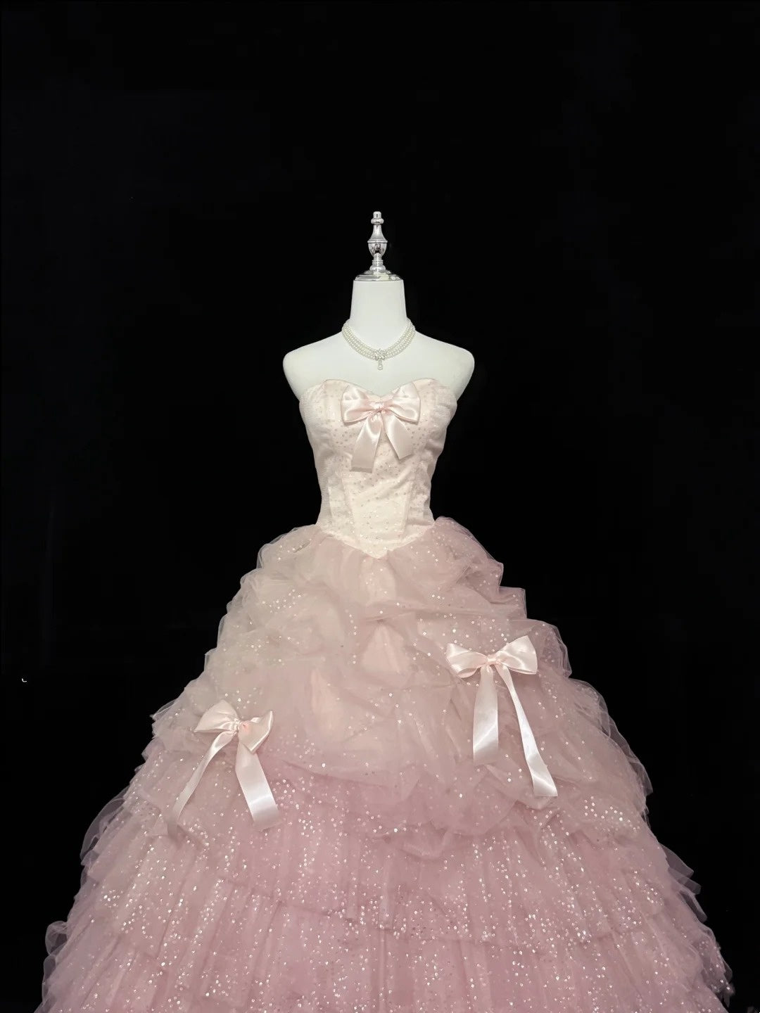 Sweet 16 Kleider langes Ballkleid Sweet Sixteen langes Geburtstagskleid herzförmiger Ausschnitt zartrosa Tüll Abendkleid RC0290