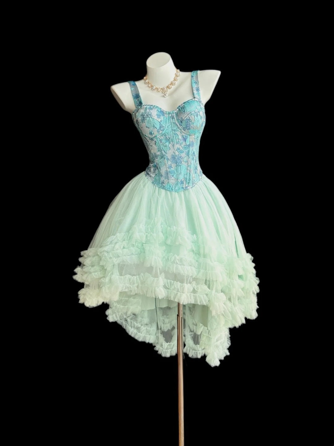 Pretty Ball Gown Straps High Low Mint Green University Ideas Homecoming Dresses Inspo Short Hoco Court Gowns RB7209