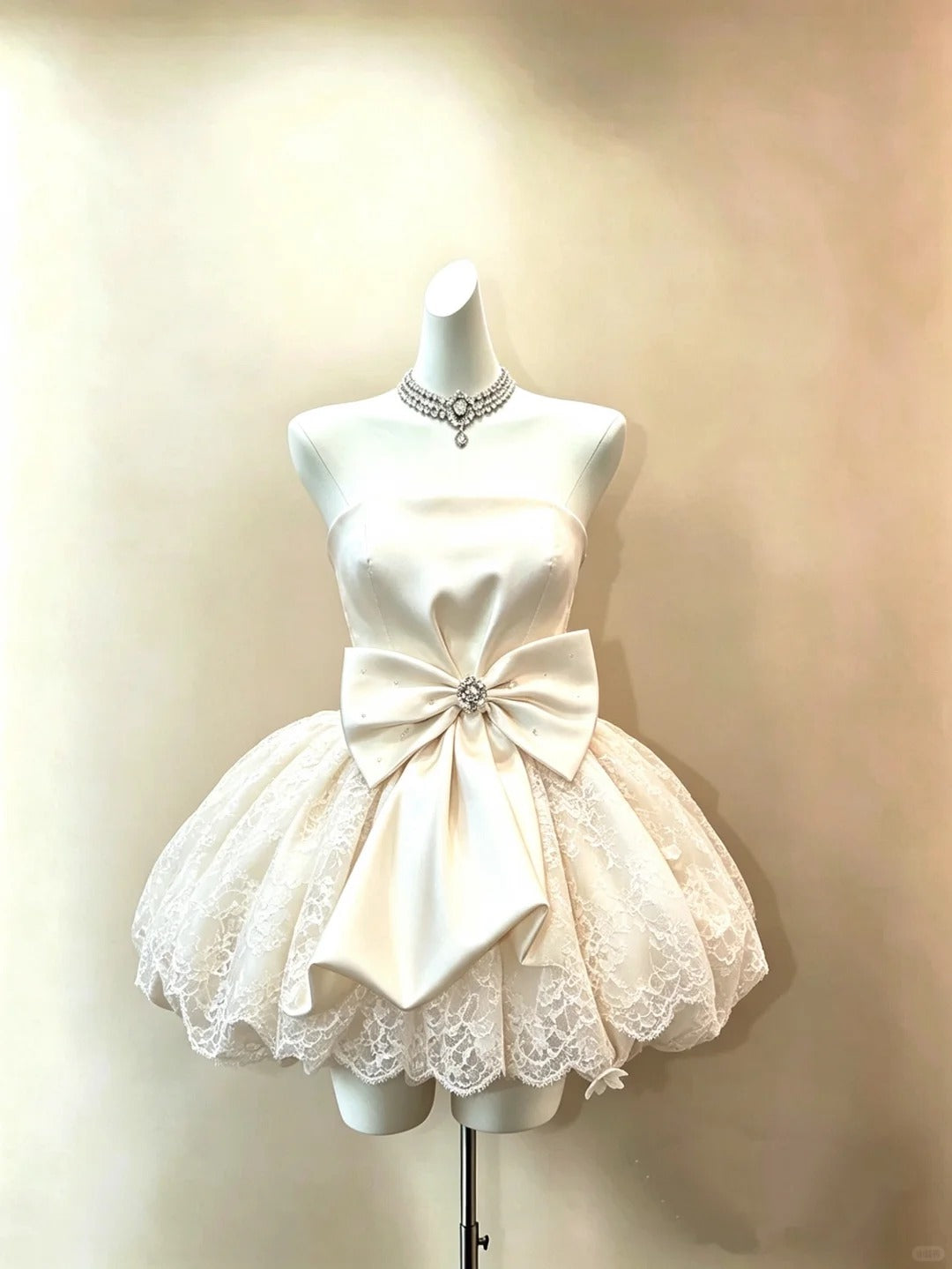 Robe de bal bustier ivoire romantique avec nœud Robe Lolita Robes de bal de retour Tenues Hoco RB4706