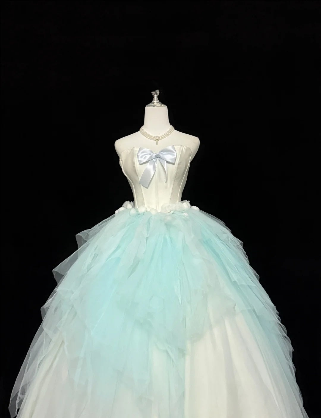 Langes Ballkleid für Sweet 16, langes Geburtstagskleid für den 16. Geburtstag, blaues formelles Tüllkleid mit herzförmigem Ausschnitt RC0304