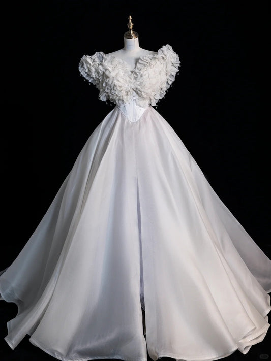 Modern Minimalist Ball Gown Sweetheart Sleeveless Tulle Brides Gown Bridal Dress Wedding Dresses Style RB6575