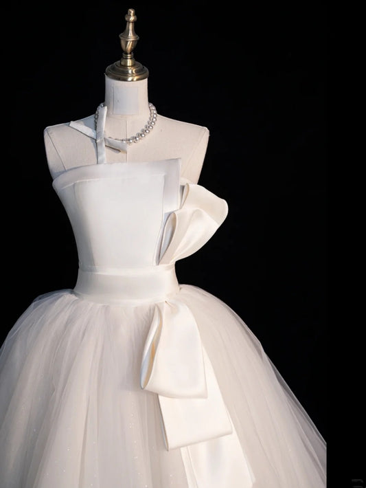 Vintage Style Ball Gown Strapless White Tulle Brides Gown Bridal Dress Style Long Wedding Dresses RB6554