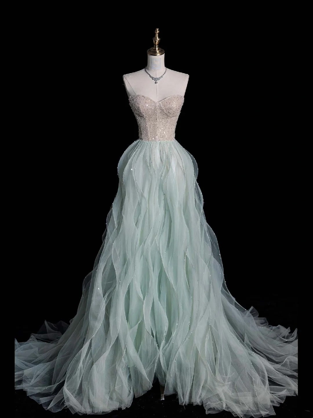 Sparkly A line Sweetheart Mint Green Sequins Long Prom Dress Fashion Aesthetic High School Formal Dresses Party Outfits Prom Gown AB2230